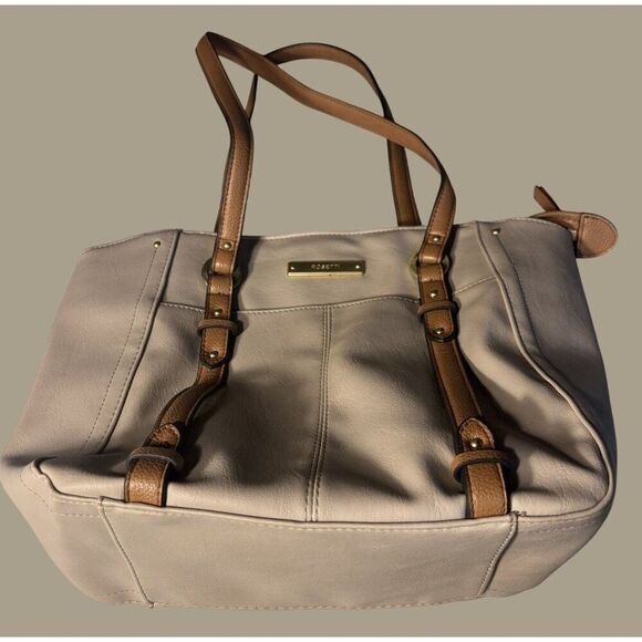 Rosetti Beige Tote With Brown Accents Multiple Compartments & Zipper Closure - Picture 3 of 13